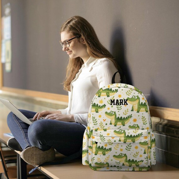 Stylish Crocodile Backpack Crocodile Pattern PU Leather Laptop Backpack – Large  main image 4