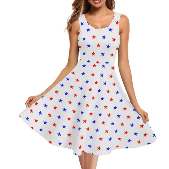 Stars and Stripes Midi Sundress: Patriotic A-line Dress With Pockets - Etsy  Israel