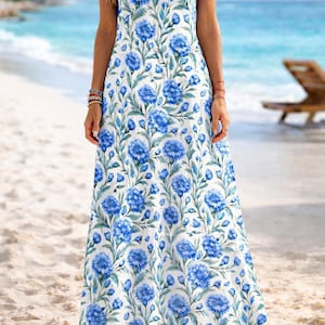 cornflower dresses for ladies Corrine Chiffon Dress in Tulip Fields Cornflower Blue