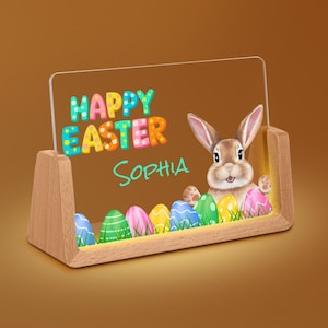Luz de noche de conejito de Pascua personalizada: lámpara de noche personalizada para la decoración de la habitación de los niños y regalo navideño Su nombre en la luz perfecta para todos