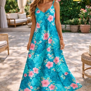 Hawaiian White Floral Maxi Dress Floral - Etsy
