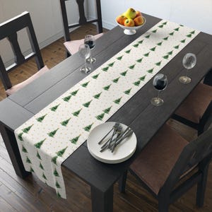 Christmas Tree Table Runner: Holiday Dining Decor, Cotton or Polyester