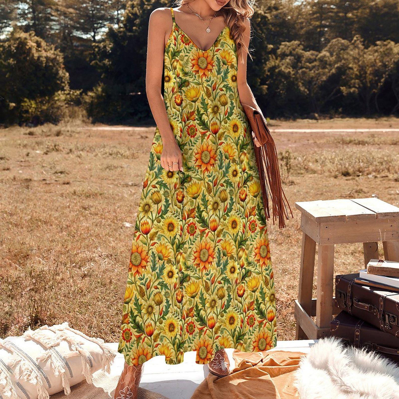 mustard yellow floral dress Mustard Yellow Floral Print Mini Dress | Womens | X-Large (Available in L) | 100% Polyester
