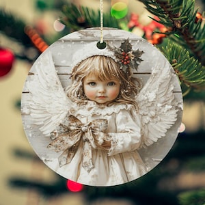 Vintage Ornaments, Vintage Christmas Angel, Cute little white Ceramic Christmas Decorations, Regency-Inspired Christmas Angel, Holiday decor