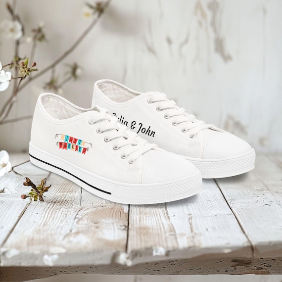 Personalized Bride Groom Low Top Wedding Sneakers Custom