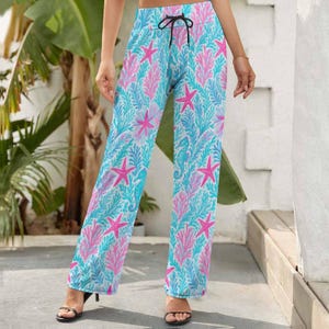 Maritime Nautical Baggy Pants for Women: Casual Ocean-Inspired Trousers with Sailor Style Maritime Ocean Nautical Baggy Pants for Women