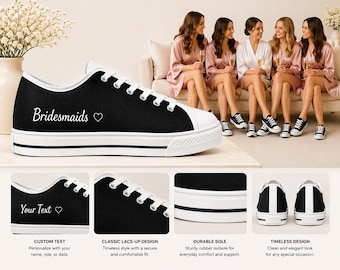 Wedding Bridesmaid Classic Low-Top Canvas Shoes - White/Black