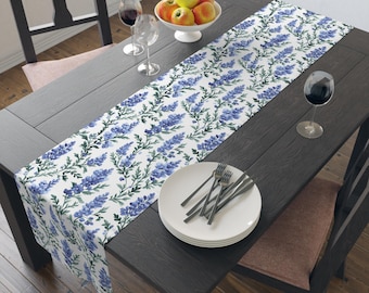 Bluebonnet Floral Table Runner: Vintage Spring Decor, Cotton Twill or Polyester