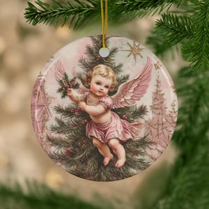 Vintage Angel Christmas Ornament: Ceramic Holiday Tree Decoration