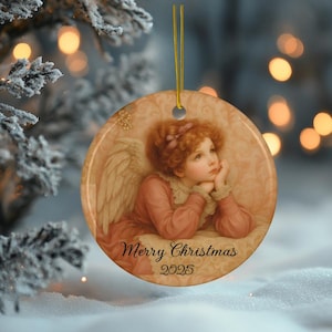 Vintage Raphael Style Angel Christmas Ornament Set: Handmade Ceramic Holiday Decor