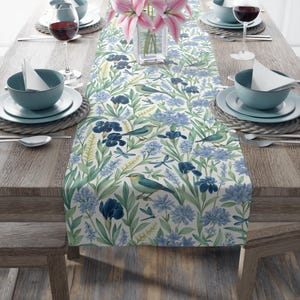 Floral Table Runner, Elegant Cotton Runner for Dining Table, Boho Home Decor, Kitchen Table Centerpiece, Perfect for Weddings, Spring