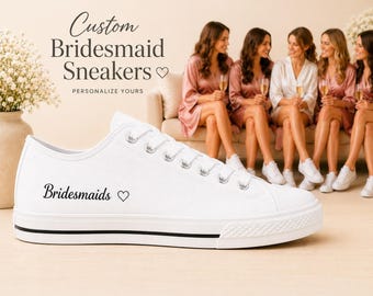 Zapatillas blancas personalizadas para damas de honor, zapatos de boda personalizados, fiesta nupcial minimalista, texto personalizado para la novia