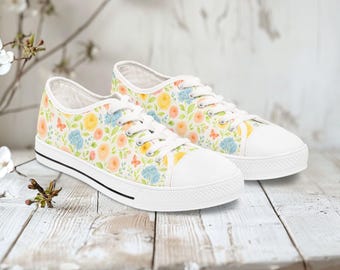 Zapatillas de lona con estampado floral: zapatos casuales de verano para mujer