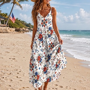 red white blue sun dress Introducing our American Nights Collection Red, white, and blue looks that are essential for your summertime wardrobe! Shop the collection tomorrow online and in stores at 10am