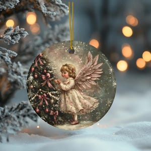 Vintage Ceramic Angel Christmas Ornament: Holiday Tree Decoration