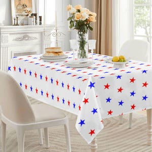 Bieżnik na stół inspirowany amerykańską flagą: obrus w gwiazdy na specjalne okazje Koc na wydarzenie patriotyczne - USA Flag Star Party