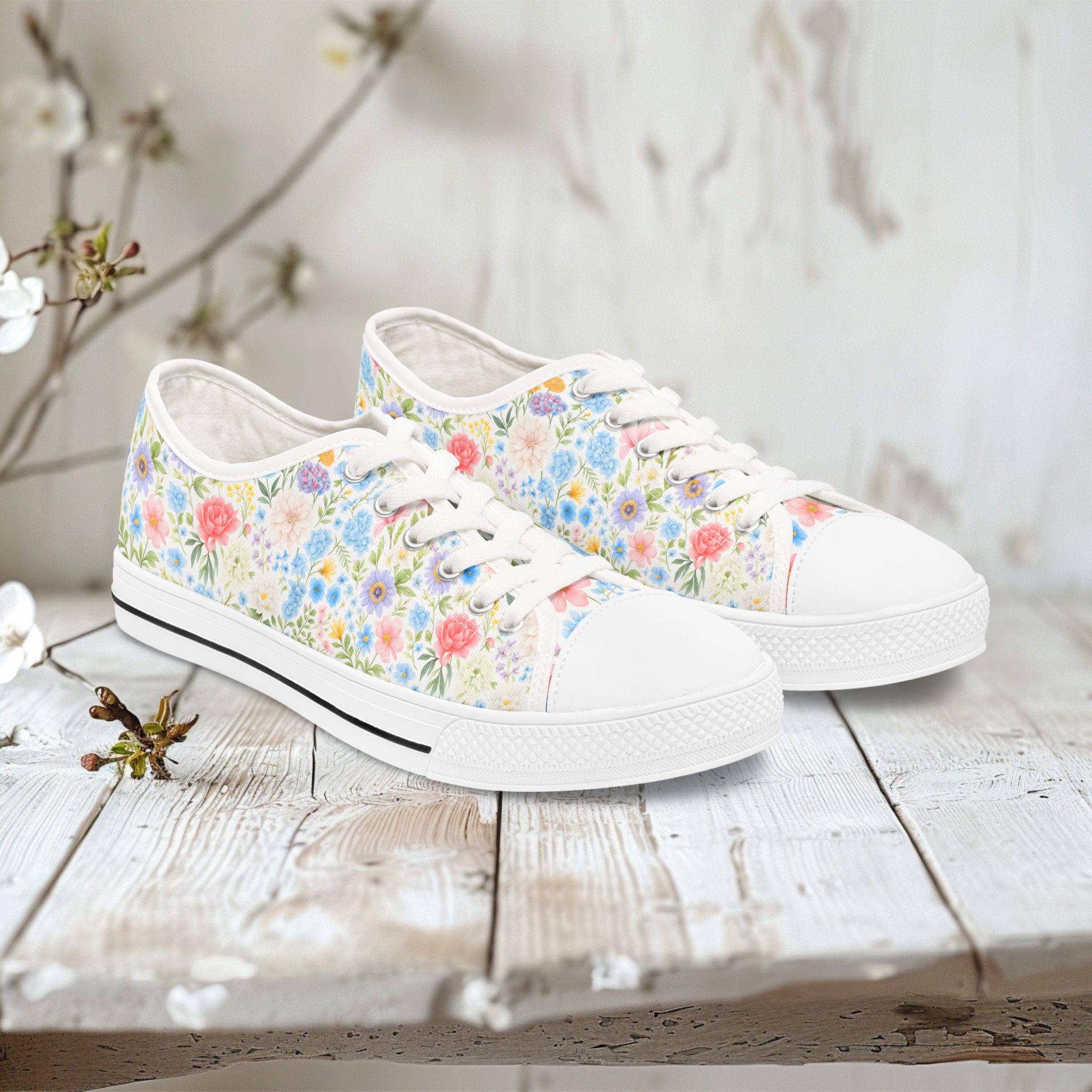 Floral Canvas Sneakers: Women's Low Top Casual Shoes