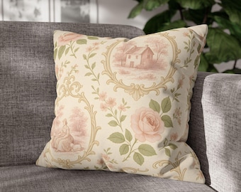 Floral Cottagecore Pillow Cover: French Vintage Rustic Home Decor