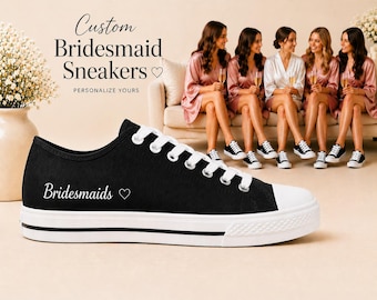Personalized Bridesmaid Sneakers, Custom Wedding Shoes  Bridal Party Footwear, Name Sneakers, Bachelorette Gift
