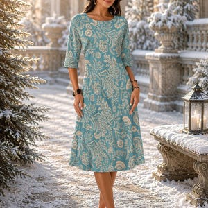teal and grey dress Aakaa