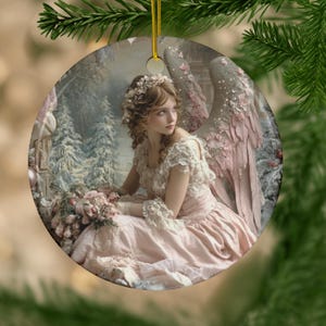Vintage Angel Ceramic Christmas Ornament: Holiday Keepsake