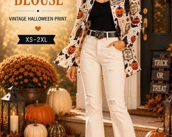 Halloween-Kürbis-Geisterbluse, Vintage-Geister-Gruselshirt, Größen S–5XL