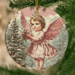 Vintage Angel Ornament: Ceramic Christmas Tree Decoration