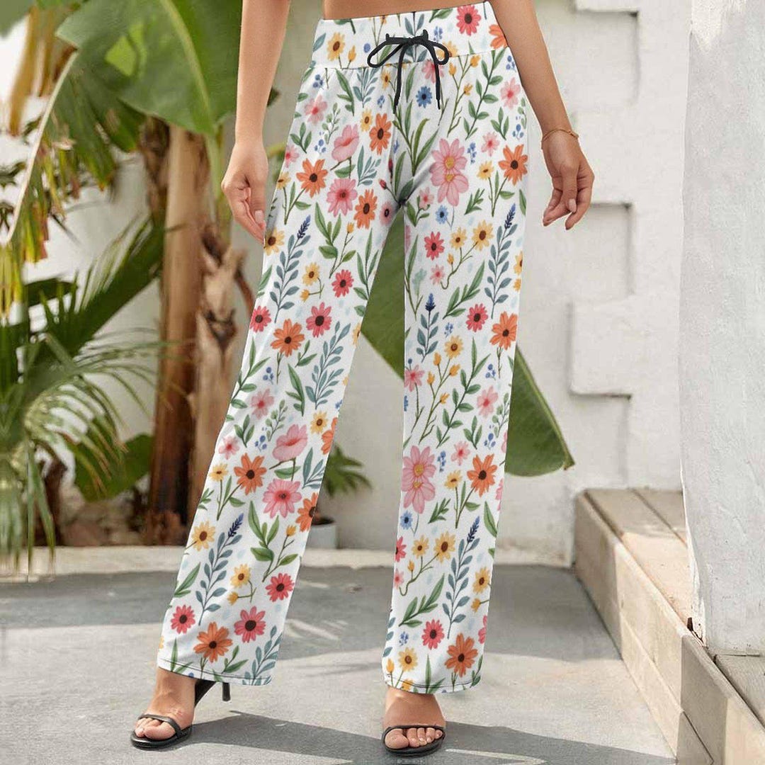 Pantalones Palazzo De Verano Para Mujer | Estampado Floral | Sueltos Y Cómodos