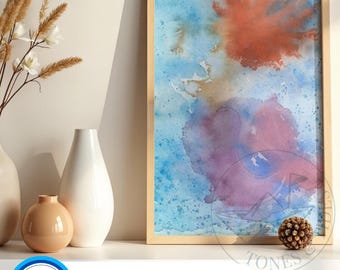 Ensueño en una poza de marea / Acuarela original de sirena / Arte fantástico costero de 9x12 pulgadas / Enmarcado en paspartú de 11x14 pulgadas