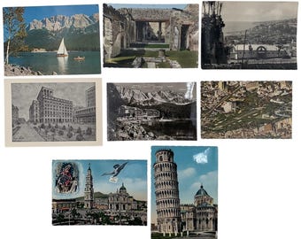 Vykort 1940-talet Set om 8 Marocko Italien Tyskland Vintage Europa OANVÄNDA