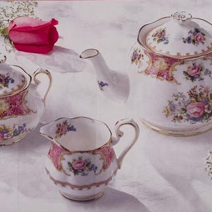 Royal Albert Lady Carlyle Tea Set Teapot Sugar Creamer Bone China NEW Vintage