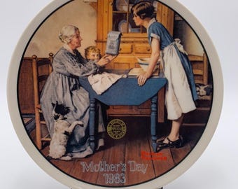 Knowles "Lägg till två koppar och ett mått av kärlek" Norman Rockwell Tallrik 1983 VTG