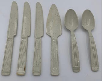 Gothemware Silverbestick Vitt Spräckligt Barn Leker Vintage