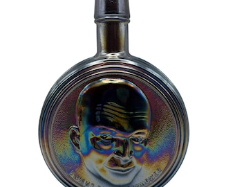 Wheaton Dwight Eisenhower 8" Fioletowa butelka szklana Carnival, pierwsza edycja, vintage