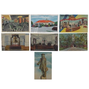 Philadelphia Washington DC Set di 7 cartoline degli anni '40 - Vintage - NON UTILIZZATE