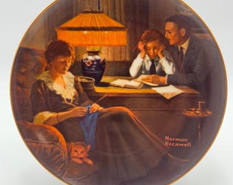 Knowles "Father's Help" Norman Rockwell Samlartallrik Begränsad upplaga 1984 VTG