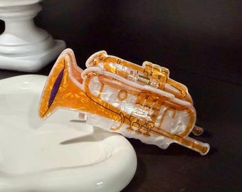 Trumpet Hair Claw, Big Size Music Shape Hair Clip, Acrylic Music Theme Hair Band,  Big Hair Claw for musicians, musician gifts
