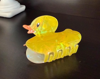 Rubber Duckie Hair Clip, Acrylic Duck Hair Claw, cute duck yellow hair claw, cute spring hair clip for girls
