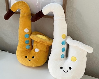 Saxophone Plush Toy, big and small size Music Instrument Plush Toy, Stuffed Music Toy Gift, Music Instrument Gift for Musicians