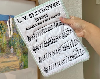 Music Score Fleece Hand Towel: Classical Composer Gift for musicians. Classical music Beethoven Spring Sonata gift, with free gift wrap