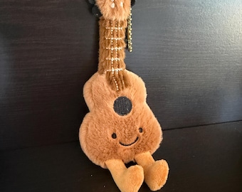 Guitar Plush Key Chain with free gift wrap, cute guitar keychain gift, ukulele gift, music element keychain gift