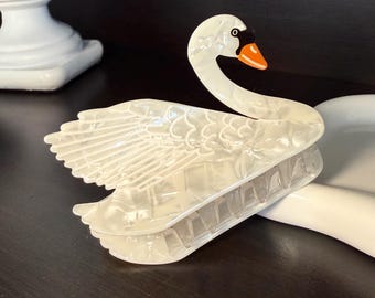 Swan Acrylic Hair Clip, gift for ballerina, black swan hair claw, white swan hair claw, hair accessories for ballerina, animal shape hair