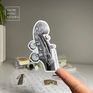 Single Violin Scroll Sketch Sticker Violin Sticker Waterproof Vinyl Sticker