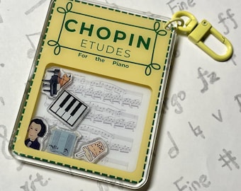 Chopin Etudes Acrylic Keychain with Gift Wrap Option, Chopin Music Score Gift for Pianist, Classical Music Composer Gift, Piano Teacher Gift