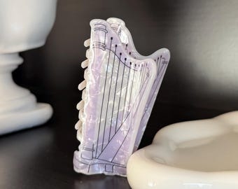 Big Size Harp Hair Clip, Gift for Harpist, Music Instrument Hair Decor,Music Theme Hair Claw Gift