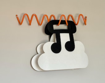 Felt Music Note Clould Shape Gift Bag, Black handle white clould felt gift bag, gift wrapping bag music theme, Small size felt handle bag