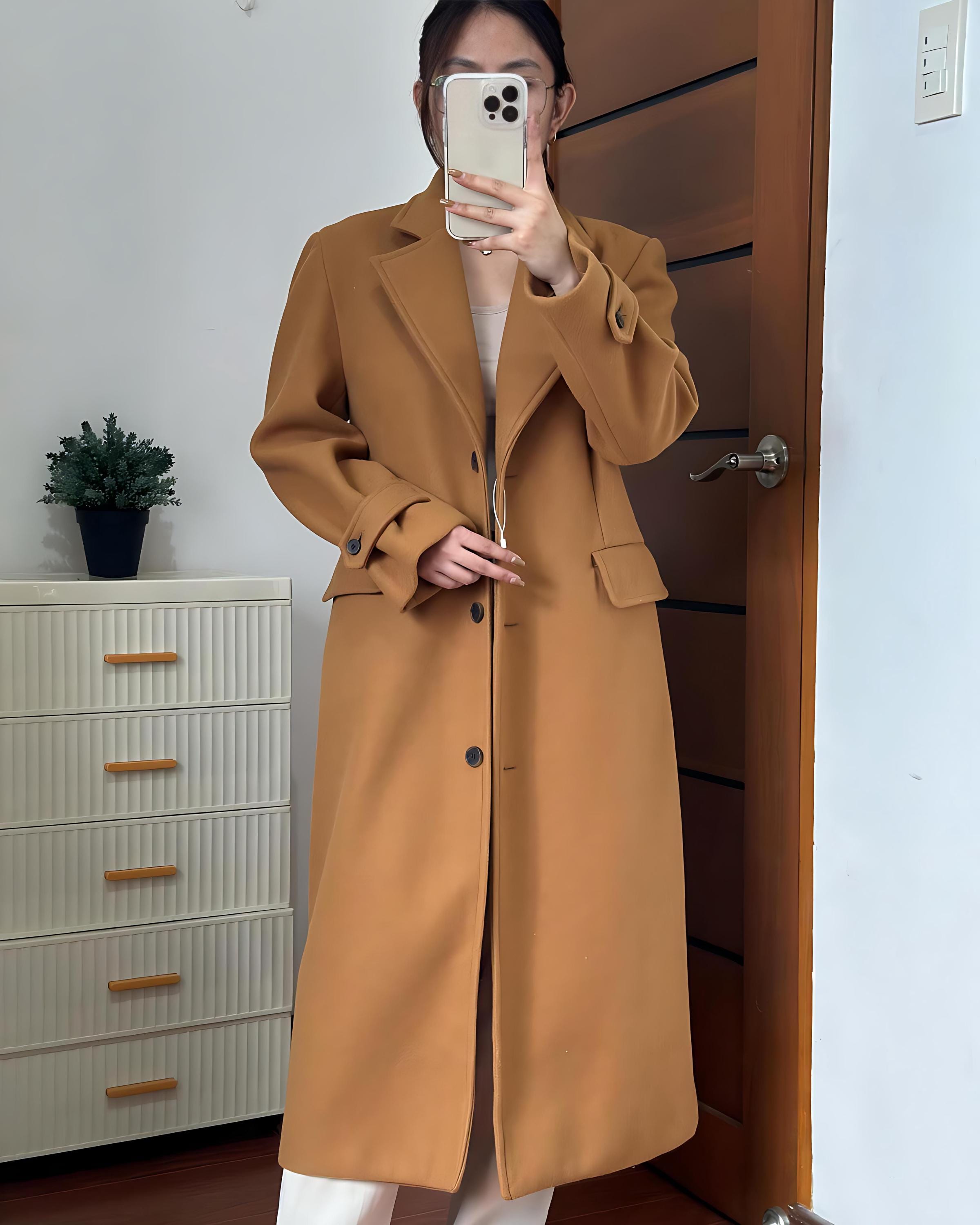 Vintage 90s Wool Leather Trench Coat: Handmade Long Overcoat - Etsy