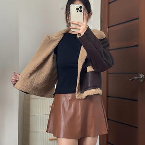 Womens Vintage Leather Jacket, Retro Aviator Coat, Sheepskin Fur Collar Jacket, 70s Bomber Jacket, Brown Flight Leather Coat, Winter Shearling Jacket Women, Real Leather B3 Bomber, Sheepskin Outerwear Women, Classic Aviator Style, Cold Season Jacket, Fur Lined Shearling Bomber, Cozy Leather Winter Jacket, Handmade Bomber Jacket, Vintage 70s Fashion, Warm Leather Coat, Sheepskin Jacket for Her, Retro Pilot Coat Women, Women’s Winter Outfit, Brown Leather Fur Jacket, Authentic Shearling Bomber