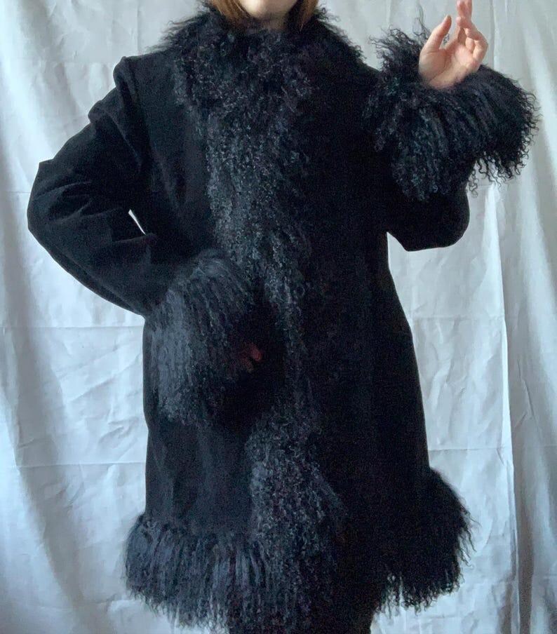 Women's Shearling Penny Lane Coat, Handmade Afghan Overcoat, Boho Mid-Length Coat, Vintage 70s Style Coat, Black Suede Leather Jacket, Cozy Shearling Coat Women, Retro Afghan Winter Coat, Soft Lined Penny Lane Coat, Suede Leather Overcoat Women, Bohemian Black Trench Coat, Chic Winter Fashion Gift, Shearling Jacket Handmade, Stylish Vintage Coat for Women, Elegant Boho Overcoat, Penny Lane Inspired Coat, Classic 70s Winter Outerwear, Women's Fashion Trench Coat, Black Coat Gift