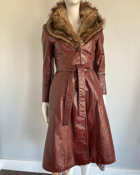 90年代風ヴィンテージゴシックシープスキンレザートレンチコート